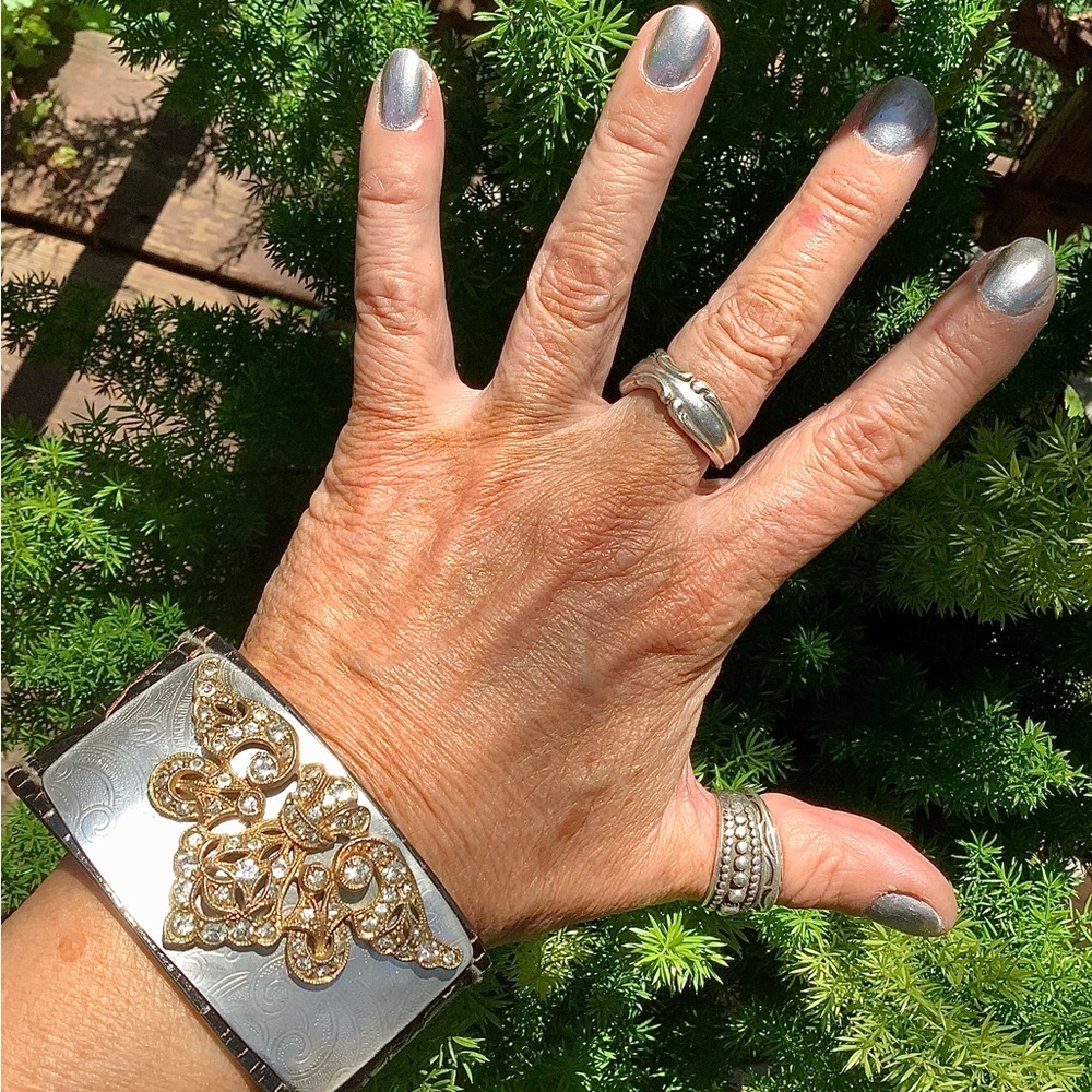 Leather cuff, vintage jewelry